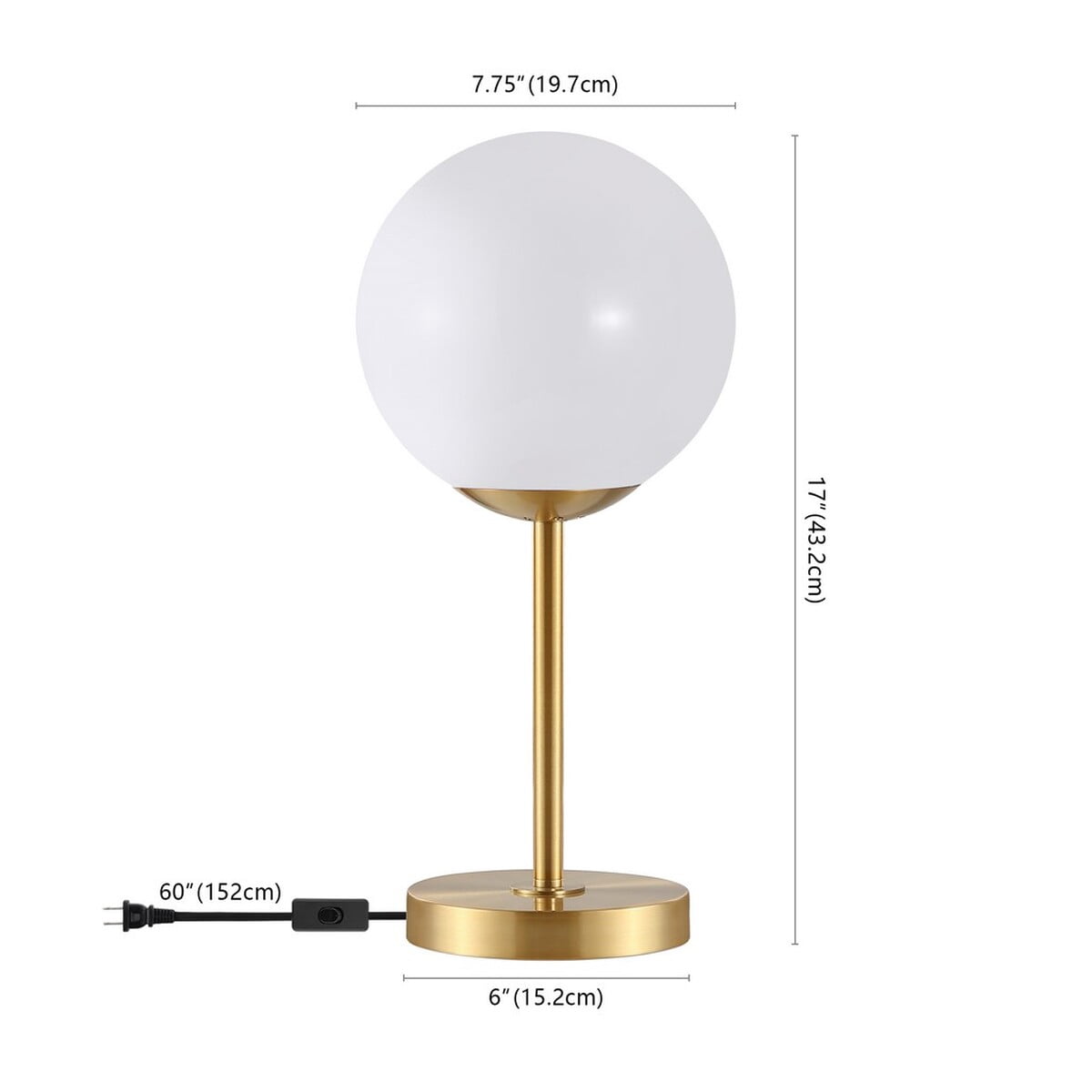 SAFAVIEH Gemini 17 in. Mid-Century Sphere Iron Table Lamp, Gold