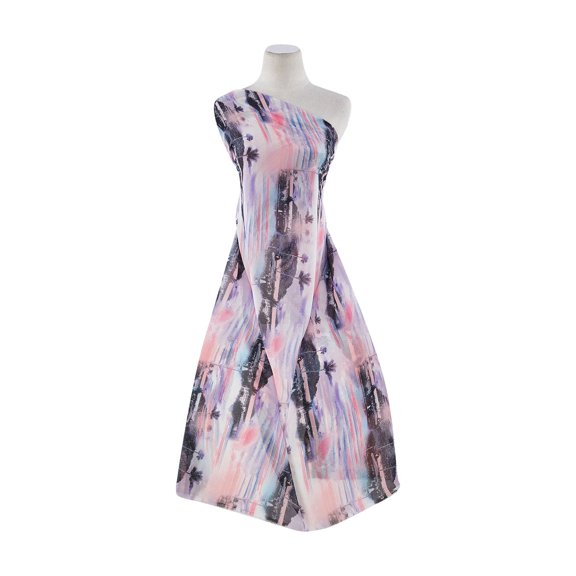 Zelouf High Multi Chiifon Print  , Sewing, DIY, Crafts Fabric by the Yard, 631 Lilac/blush, 3 Yard