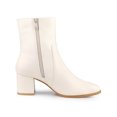 thumbnail image 3 of BLISSFUL STEP Women's Ankle Boots Square Toe Block Heel Side Zip Faux Leather Booties Cream 7, 3 of 7