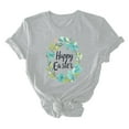 thumbnail image 4 of Xihbxyly Easter Shirts for Women Funny Bunny T-Shirt Loose Plus Size Short Sleeves Graphic Tee Tops Easter Egg Holiday Shirt Round Neck Top, 4 of 5