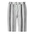 thumbnail image 2 of Voguele Women Summer Bermuda Shorts Knee Length Drawstring Striped Pants Casual Loose Straight Leg Shorts Gray S, 2 of 3