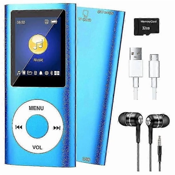 Bluetooth 5.0 MP3 Player 8GB TF Card Music Player FM Headphones Portable HiFi Music Player Blue