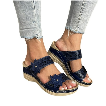 

Gladiator Sandals Women Dressy Summer 2023 Peep Toe Platform Sandals Shoes Beach Wedges Ladies Flip Flops Orthopedic Leather Sandals