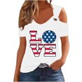 thumbnail image 1 of Tops de Hombro Frío para las Mujeres Día de la Independencia Impreso Fuera Del Hombro Blusa con Cuello en V, Fuera Del Hombro de las Mujeres, 1 of 4