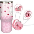 thumbnail image 3 of Cartoon Hello Pink Heart Cat 30oz Tumbler with Handle Cute Kawaii Water Bottle for Girl Women Stainless Steel Insulated Travel Coffee Cup with Straw and Lid, 3 of 5