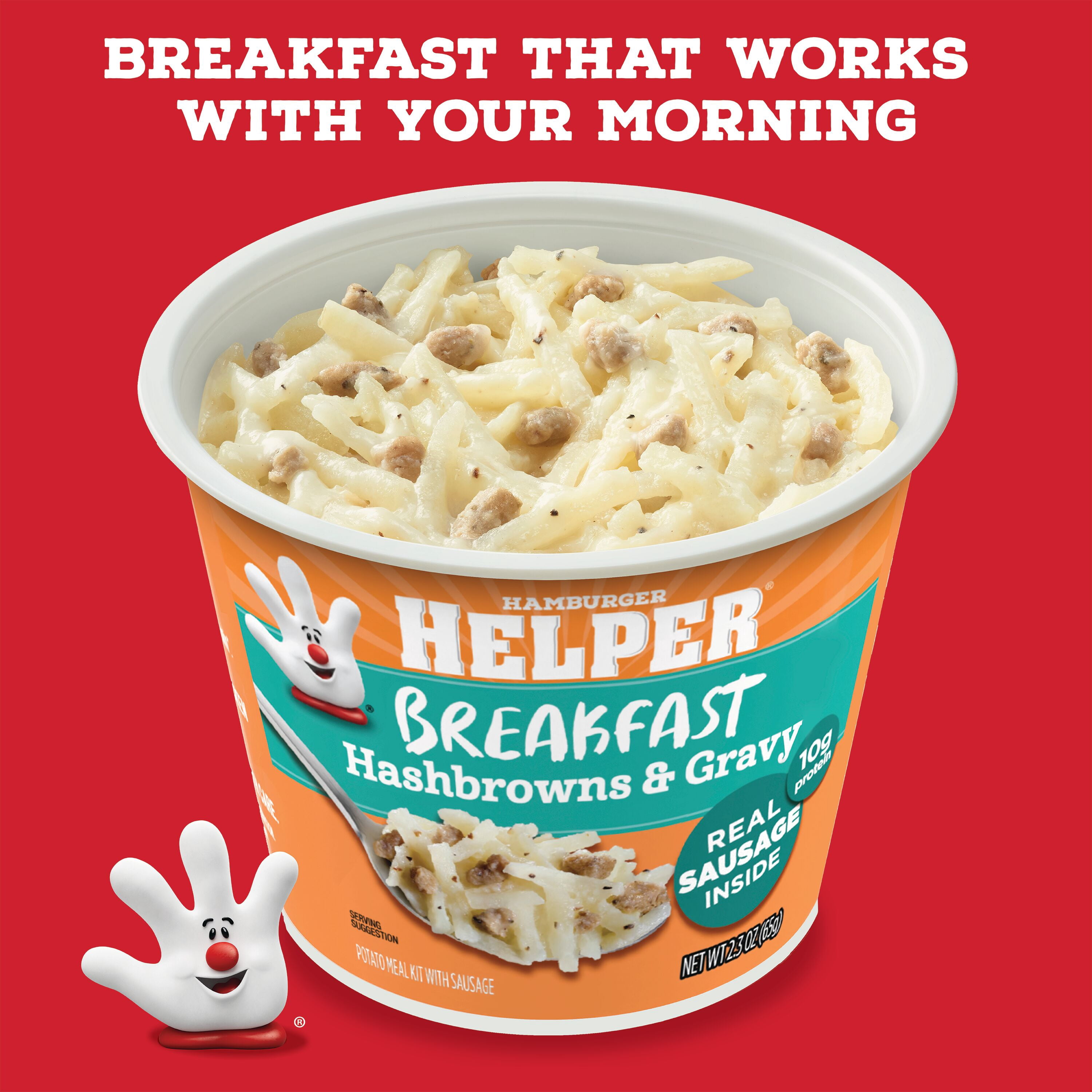 (6 pack) Helper Breakfast Hashbrowns & Gravy, 2.3 Oz Microwave Cup