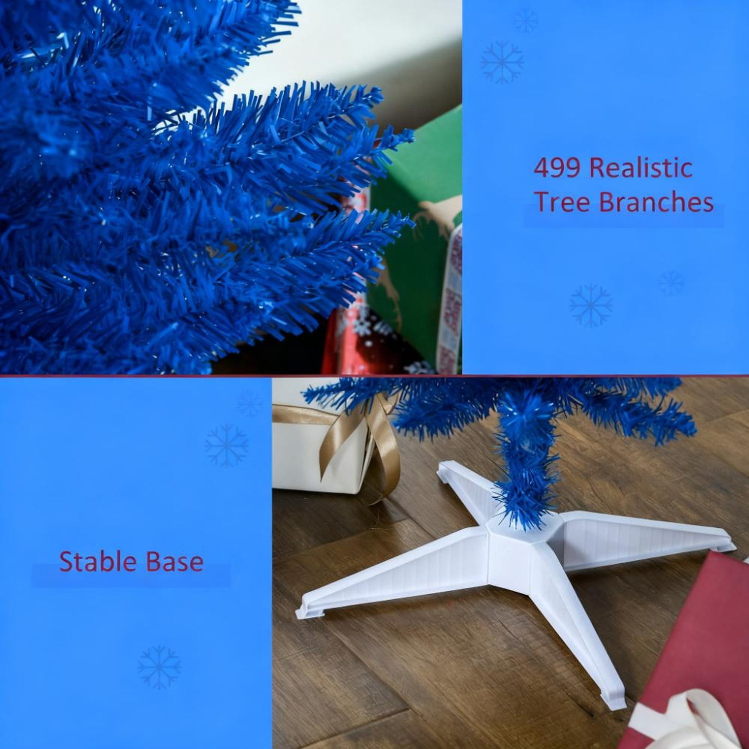 Blue Pencil Christmas Tree 7ft Artificial with Plastic Stand
