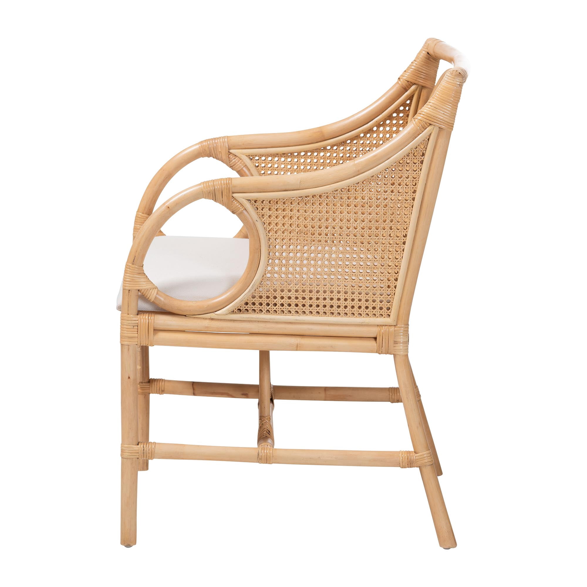 bali & pari Matt Boho Armchair, Natural Rattan