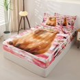 thumbnail image 2 of Manfei Cute Cherry Blossoms Pattern Zipper Full Size Comforter Sets with Fitted Sheet and 2 Pillowcases,Kawaii Capybara Zipper Bedding Set,Pink,Colorful Stars Reversible,4pcs, 2 of 8