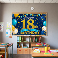 thumbnail image 5 of Blue and Gold Glittery 18th Birthday Banner Backdrop Decor with Stars Balloons and Bunting for Birthday Party Photography Props Decorations Happy Birthday Celebrations, 5 of 8