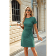 thumbnail image 2 of Round Neck Short Sleeve Dress Dark Green XL, 2 of 7