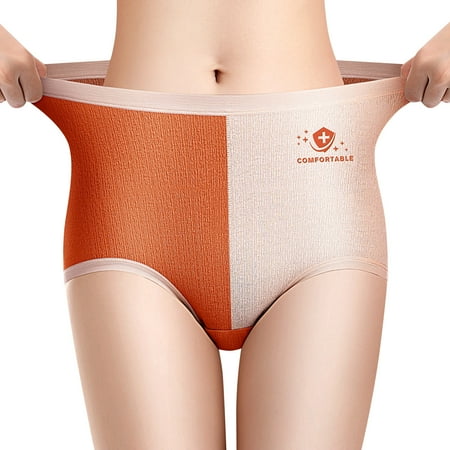 

Ladies Mid Waist Elastic Stitching Seamless Cotton Breathable Comfortable Abdominal Lifting Panties plus Size Underwear Cotton