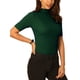 thumbnail image 4 of INSPIRAR CHIC Blusa de Cuello Mock para Mujeres, Manga Corta, Tops Básicos de Punto XL Verde Oliva, 4 of 5
