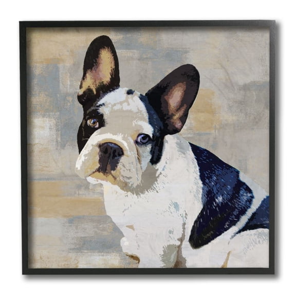Stupell Industries French Bulldog Dog Grey Beige Neutral Patchwork Design by Keri Rodgers