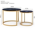 thumbnail image 3 of CQSXDA Set Of 2 Round Coffee Table Nesting With Top And Golden Frame Marble Pattern For Modern Living Room, 3 of 6