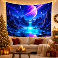 thumbnail image 3 of Ringed Planet Above Lake Waterfall, Dreamy Fantasy for Space Lovers, Galaxy Landscape Wall Art, Housewarming Gift, Tapestry Wall Hanging for Bedroom, Living Room and Gaming Room, 3 of 7