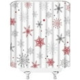thumbnail image 3 of Christmas Snowflake Shower Curtain Winter Snowy Red Gray Merry Christmas Holidy Fabric Bathroom Curtain Set with Hooks(70" Wx84 H), 3 of 4