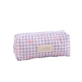 thumbnail image 2 of BSJJY Purple Plaid Bow Pencil Pouch 7.5x3.2 Inch, Cloth Makeup Brush Bag for Office Supplies, Portable Stationery Organizer, 2 of 7