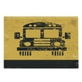 thumbnail image 1 of School Bus Cutting Board, Traffic Old Worn Rustic Look Vehicles Front Wheels Monochrome Composition, Decorative Tempered Glass Cutting and Serving Board, in 3 Sizes, by Ambesonne, 1 of 2