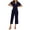 Dark Blue, variant on Light Denim Women's Jumpsuits-Summer Casual Wear,Women's Short Sleeve Loose Overalls Rompers Linen Wide Leg Jumpsuits Yellow S