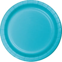 Party Central Round Disposable Paper Party Banquet Dinner Plates - 10.25" - Bermuda Blue - Club Pack