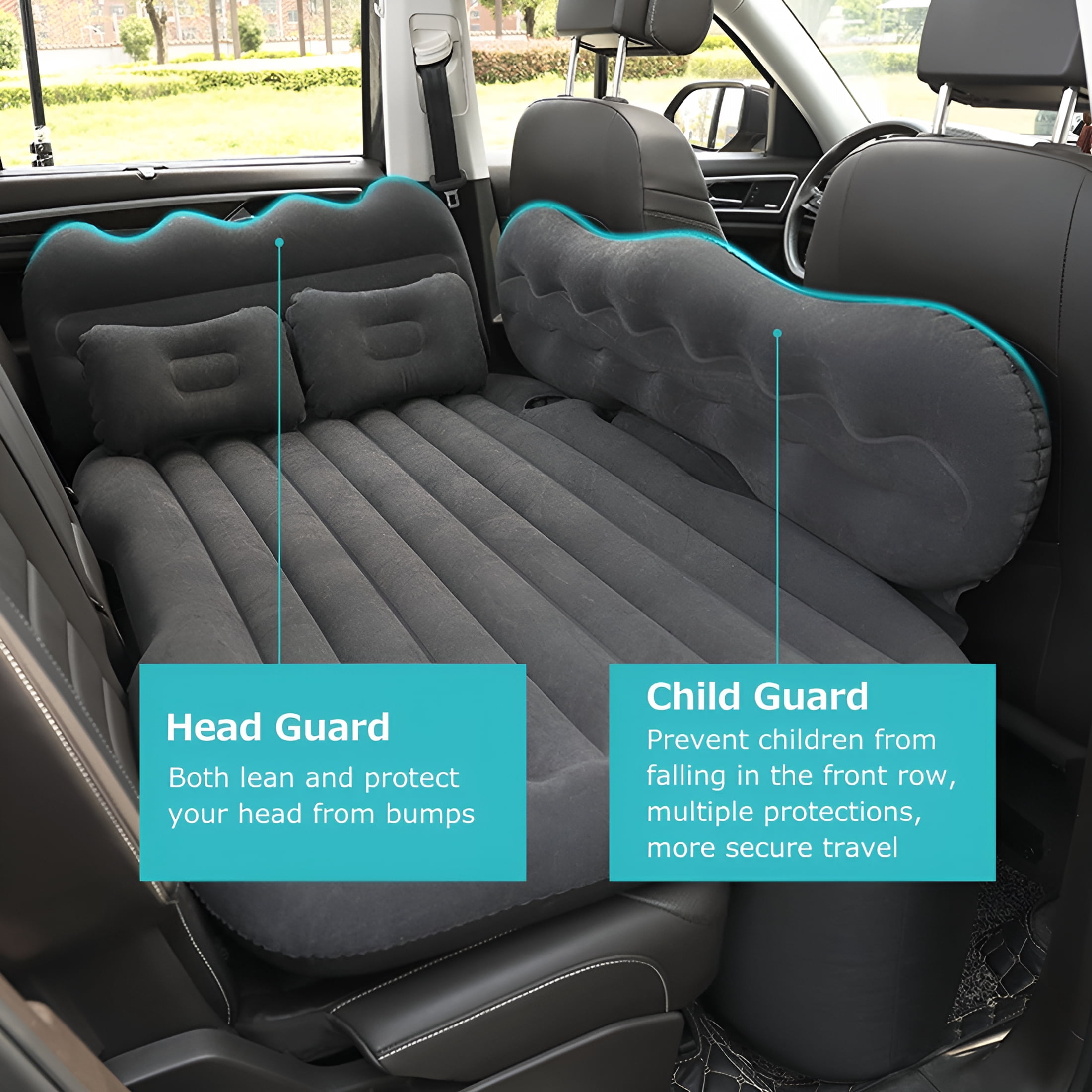 XIBUFE 2026 New Mattress Car Inflatable Travel Bed Home Camping Mat Rear Flocking Plus Air Mattress for Suv, for Road Trips, Camping, Outdoor Sleeping, Travel Comfort, Suv Use.