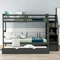 thumbnail image 2 of Harper & Bright Designs Twin over Twin Bunk Bed for Bedroom, Wood Twin Bunk Bed with Storage and Trundle, Grey, 2 of 8