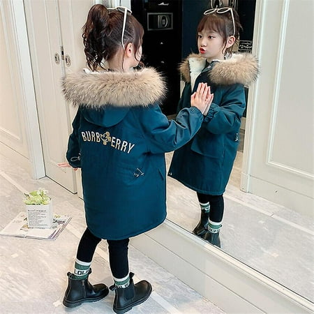Kids fur top hood coat