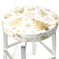 thumbnail image 3 of Picia Gold Christmas Tree Pattern Round Stool Covers Comfy Seat Covers Stretch Removable Washable Chair Slipcover Round Bar Chair Cushion Cover-12 inch, 3 of 7