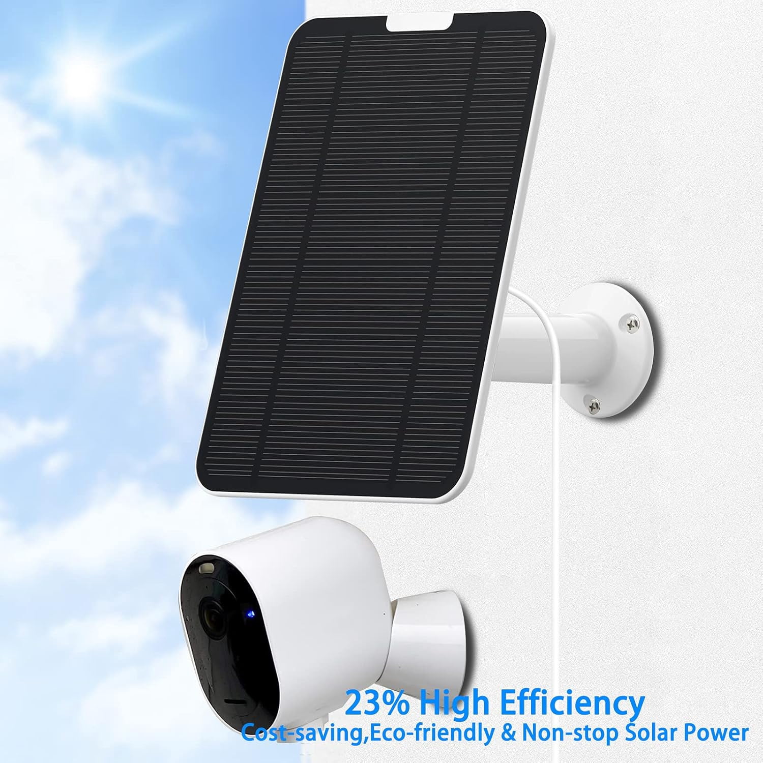 4W 6V Solar Panel  for Arlo Ultra/Ultra 2/Pro 3/Pro 4/Arlo Go 2 – IP65-Rated Panel with 13.1 ft Cable and Theft-Resistant Wall Mount（1-Pack)