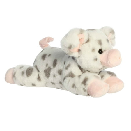 Aurora - Medium White Flopsie - 12 Speckles Spotted Pig - Adorable Stuffed Animal