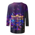 thumbnail image 5 of successthop Hanukkah Shirts Adult Candle Happy Festival Plus Size Oversized Lightweight Crewneck 3/4 Sleeve Tops T Shirt, 5 of 5