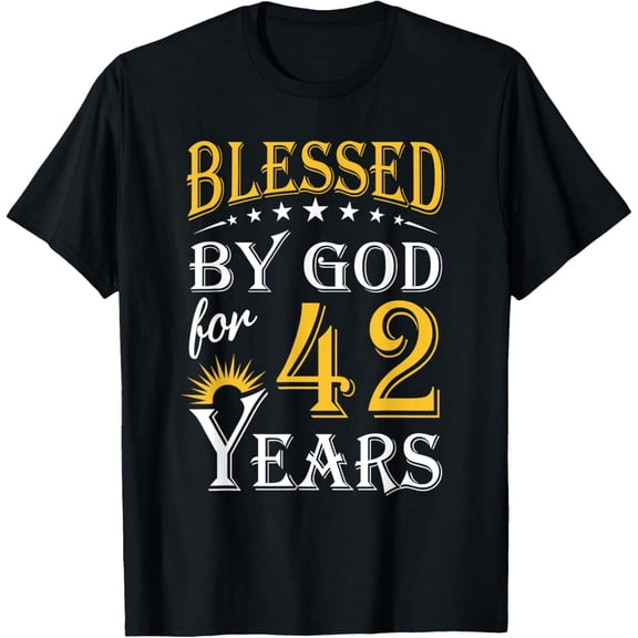 Vintage Blessed by God for 42 years Happy 42nd Birthday T-Shirt