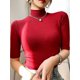 thumbnail image 1 of Camiseta básica de algodón para mujer, Camiseta ajustada de cuello alto, camisetas de manga corta, camiseta blanca elástica informal para mujer, 1 of 4