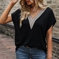thumbnail image 2 of Birdeem Mode Décontractée Printemps Été Manches Courtes Col en V Blouses & Chemises pour Femmes, 2 of 9
