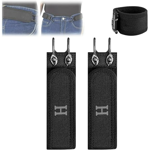 2PCS Tactical Metal Hook Elastic Belt, Adjustable Side Tactical Belt, Jeans Pants 1.5 Inches Wide and Easy To Use(wwx)