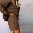 thumbnail image 6 of Scyoekwg Womens 2 Piece Sweatsuit Sets Fall Outfits Long Sleeve Sweatshirt Shorts Matching Outfits Fashion Casual Sweatsuit Tracksuit (Coffee,XL), 6 of 6