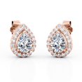 thumbnail image 1 of Aros Tipo Botón JeenMata con Halo de Moissanita En Forma de Pera 1,1 Quilates Baño de Oro Rosa de 18 K sobre Plata, 1 of 5