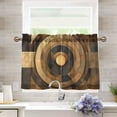 thumbnail image 6 of Haosy 2 Panels Rod Pocket Tier Curtains 27 x 24 Light Filtering Privacy Patchwork Semi Sheer for Kitchen Bathroom, Abstract Olive Brown Geometric, 6 of 9