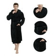 thumbnail image 5 of U2SKIIN Mens Hooded Robe, Plush Soft Warm Mid Length Fleece Bathrobe for Men (Black Hooded,S-M), 5 of 6