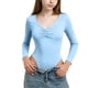 thumbnail image 2 of Camiseta deportiva informal de manga larga con cuello en V de color liso para niños, top de poliéster para niños, 2 of 6