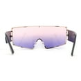 thumbnail image 4 of Oceanic Gradient Oversized Squared Shield Rimless Mob Sunglasses Gold Black Pink Purple, 4 of 4