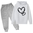 thumbnail image 3 of Girls Boys Fleece Sweatsuit Pullover Hooded Sweatshirt & Jogger Sweatpants Cute Heart Graphic Outfits Lightweight Tracksuit, 3 of 5