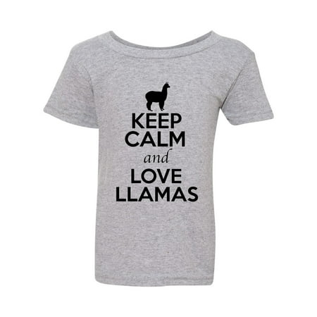 

Keep Calm And Love Llamas Camel Animal Lover Funny Toddler Kids T-Shirt Tee