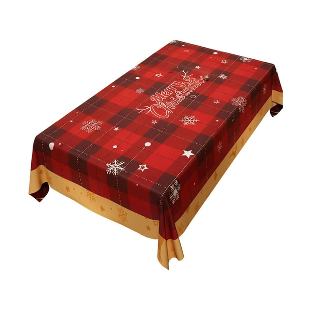 Bwiyojiz Home Decor Christmas Decorations Holiday Products and NewYear Tablecloth Waterproof Oil-Resistance No-Wash Atmospheric Table Mat Red Rectangular Party, Gifts for Friend, Multicolor