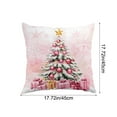 thumbnail image 2 of Darzheoy Pink Christmas Pillow Cover with Santa Snowman Tree Print for Home Bedroom Decorative Cushion Holiday Decor, 2 of 6