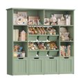 thumbnail image 3 of Hiphuta Large 4 Tier Kids Bookcase, Wood Toy Organizer of 6 Boxes & 4 Removable Drawers, Bookshelf for Kids Room Classroom, Green+Green Boxs, 3 of 7