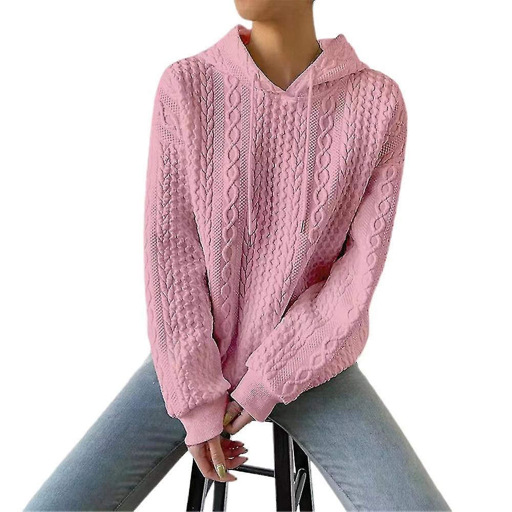 Fashion Women Cable Knit Hoodie Sweater Casual Loose Long Sleeve