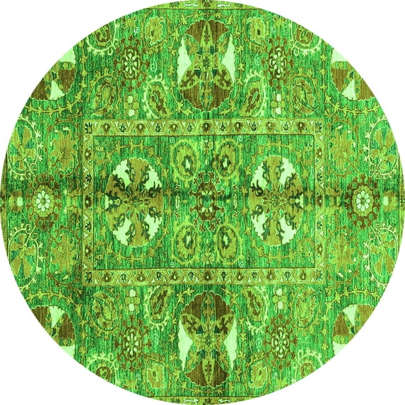 Ahgly Company Indoor Round Abstract Green Modern Area Rugs, 6' Round