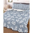 thumbnail image 2 of Quilts Twin Size, Light Blue White Leaves Soft Comforter Bedding Set for Bed, Spring Pastoral Rustic Botanical Lightweight Quilted Bedspread with Pillow Cover(2 Pieces) for All Season, 68x86 Inch, 2 of 6